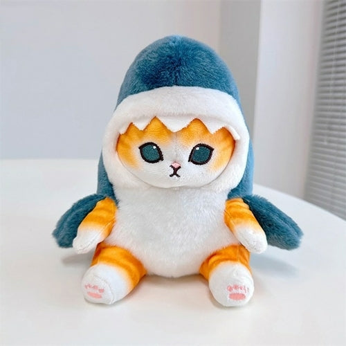 Cute Shark Cat Soft Toys Fried Shrimp Cat Plush Doll Pendant Stuffed
